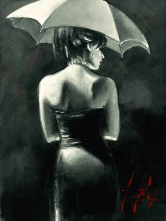 Study for Woman with White Umbrella painting - Fabian Perez Study for Woman with White Umbrella art painting